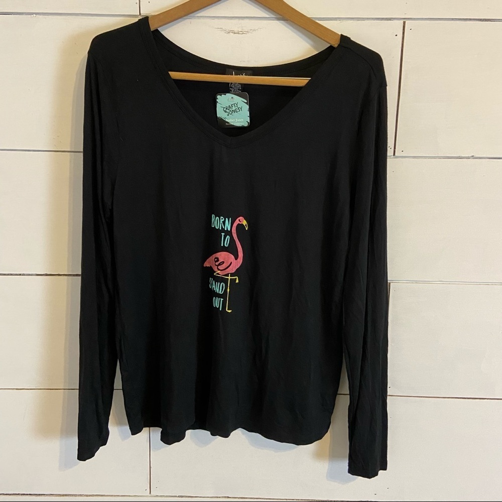 Justify Born To Stand Out Flamingo Long Sleeve Tee Shirt. Size XLarge. NWT